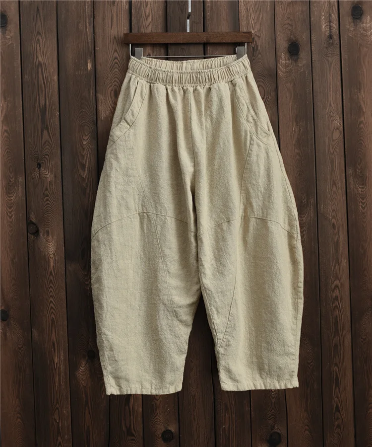 سروال رامي للخريف/الشتاء: سروال نسائي قصير مرقع على الطراز الصيني القديم #6