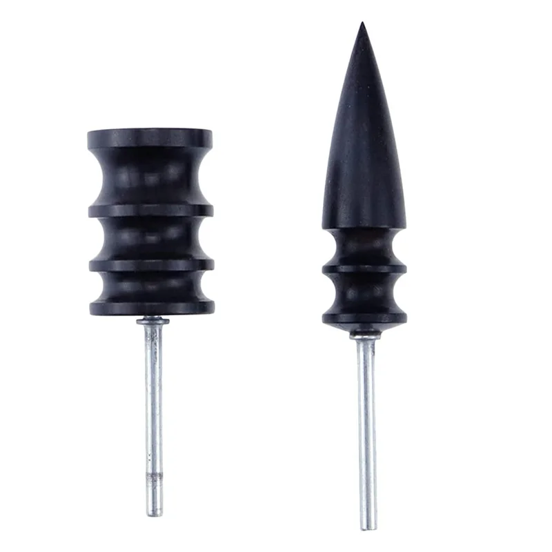 2Pcs Black Ebony Wood Leather Burnisher Bit Tip Leather Burnishing Slicker Tool DIY Rotary Tool Drill Craft Replacement