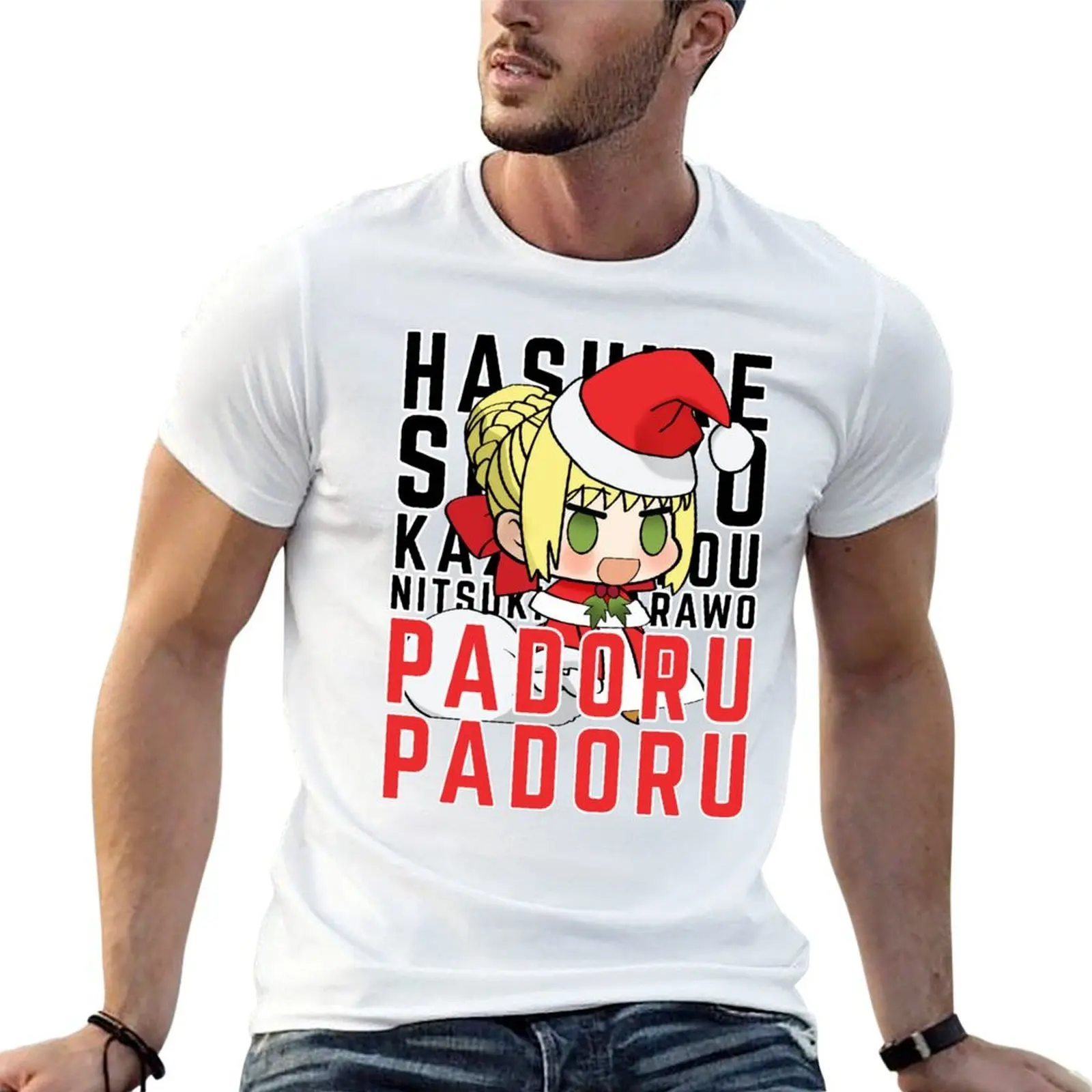 

SABER NERO -CHRISTMAS PADORU PADORU T-Shirt t shirt man luxury t shirts with prints t shirt man designer T-Shirt