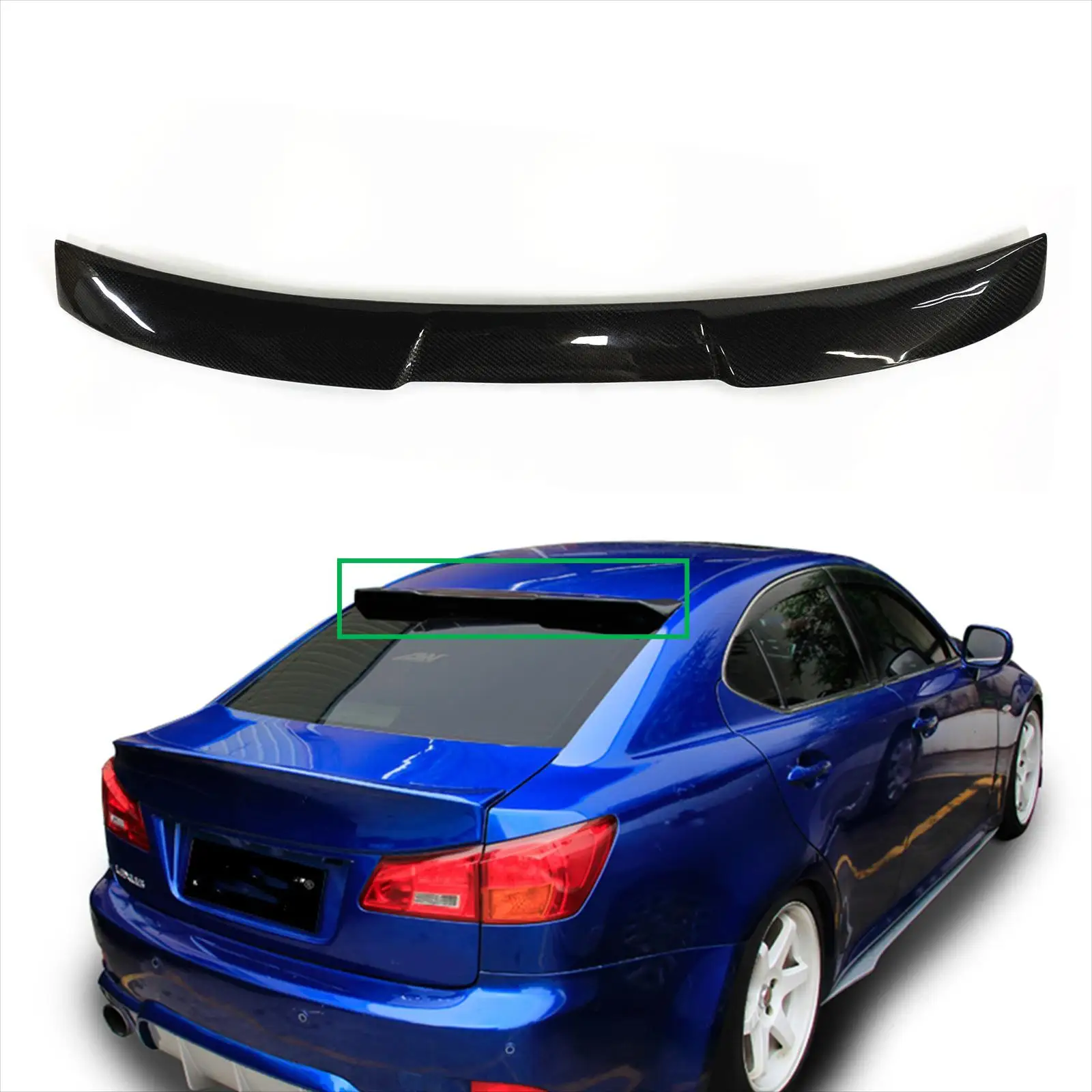 

For LEXUS IS250 IS300 IS350 ISF IS-F 2006-2013 Rear Spoiler Roof Wing Lip Real Carbon Fiber Trunk Lid Dome Window Upper Splitter