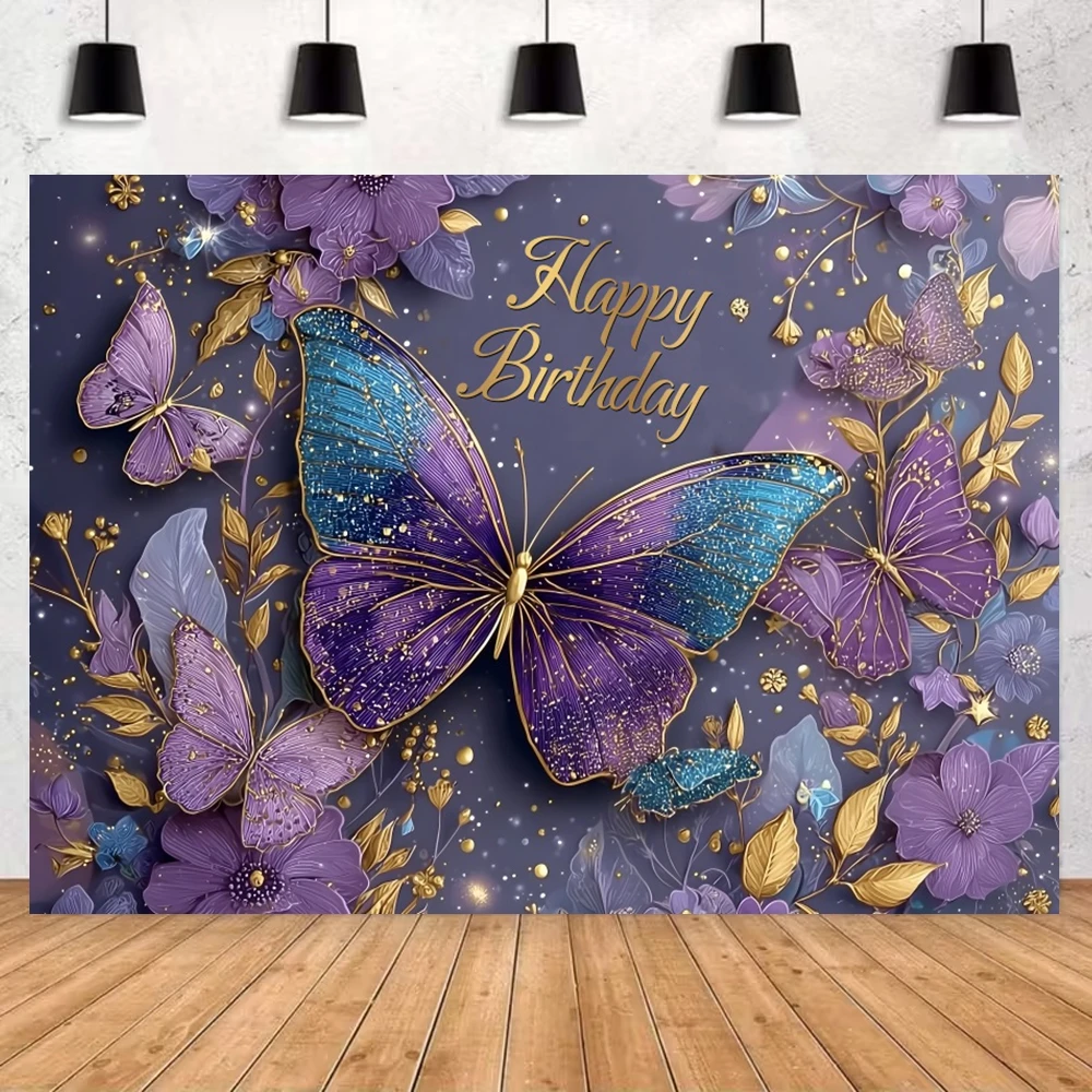 Flower Butterfly Girl Birthday Decor Backdrop Dreamy Romantic Baby Balloon Cake Smash Props Kid Portrait Photography Background