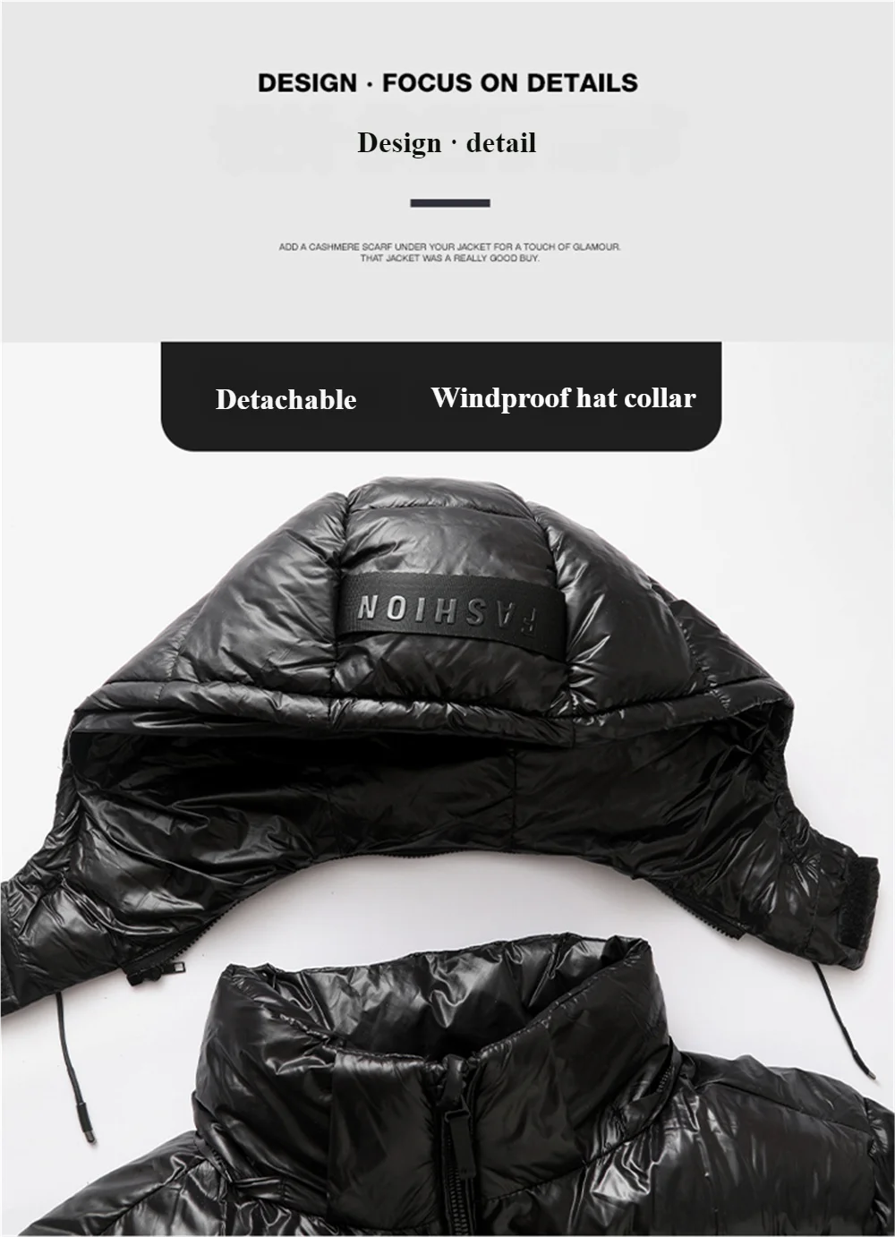 Heren winter glanzende gewatteerde jas Business Casual dikke warme katoenen gevoerde jas met afneembare capuchon winddichte parka jas heren