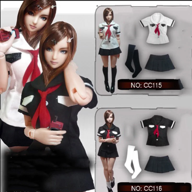 DOLLSFIGURE CC115 CC116 1/6 Scale Short-sleeved School Uniforms Pleated Skirt Sailor Suit for 12 inches Action Figures Model