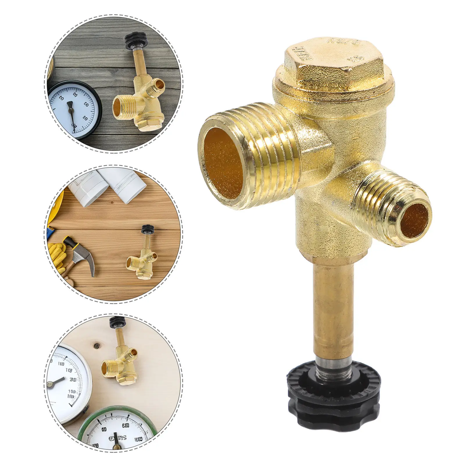 Air Compressor Check Valve 4 Ways Threaded Pneumatic Joint Tools Non-Return Valve Accessory for Compressor Piston Pump Air