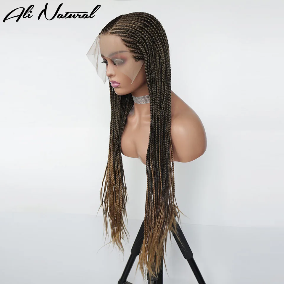 Ombre Color 13x6 Lace Front Braids Wigs Cornrow Braided 27 Blonde Synthetic Braiding Lace Frontal Wig