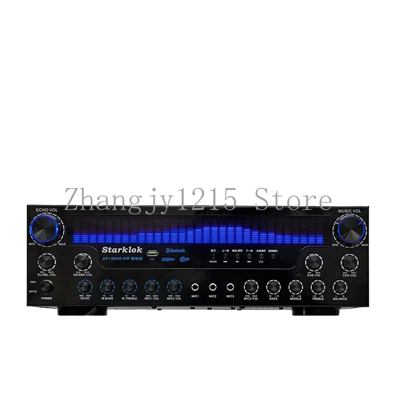 7.1 Channel Home Amplifier Professional Singing Wireless Bluetooth HiFi Audio Stereo Karaoke With Spectrum Display