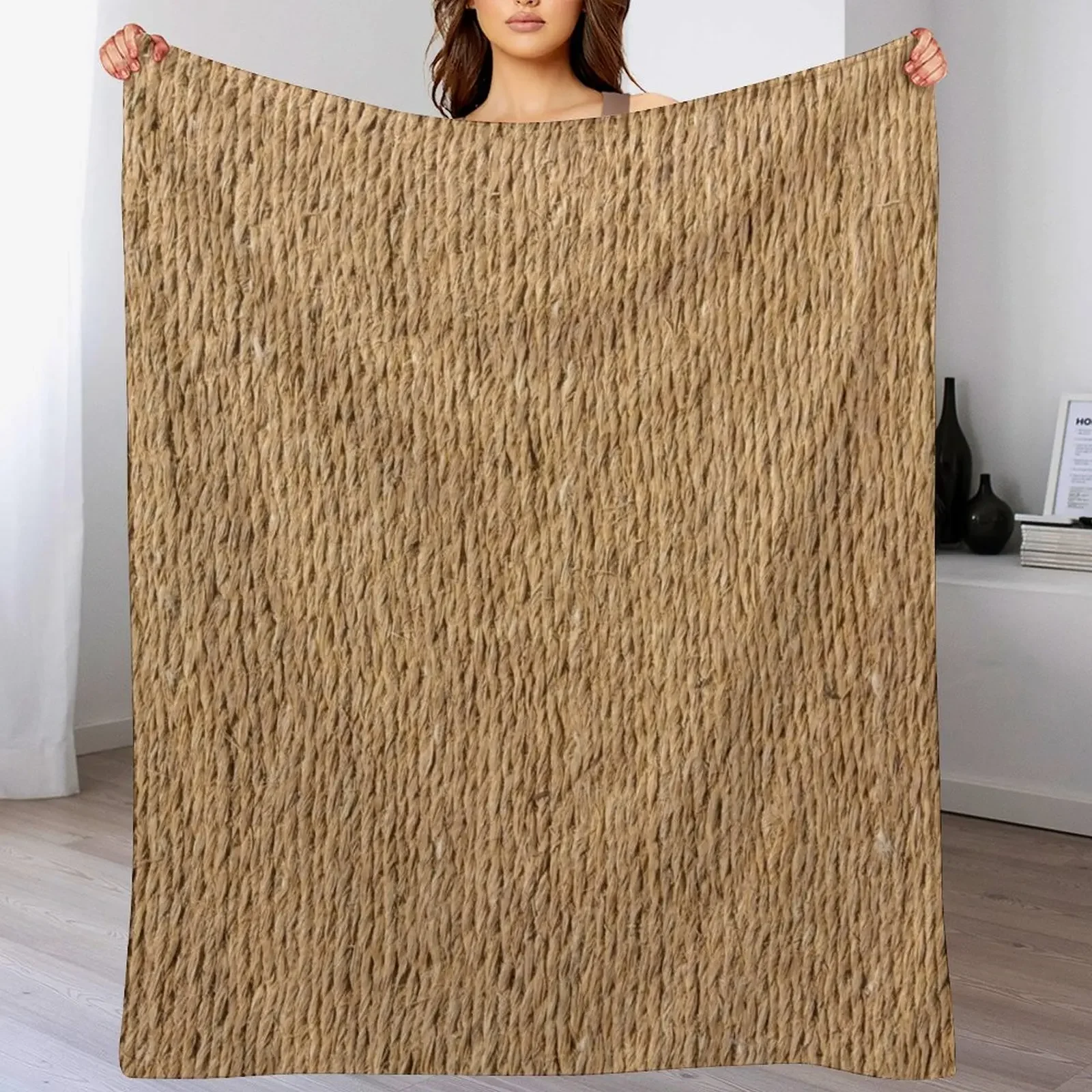 

Rough Brown Jute Rope Background Texture Throw Blanket Modern Design Soft Blanket for Home Decor