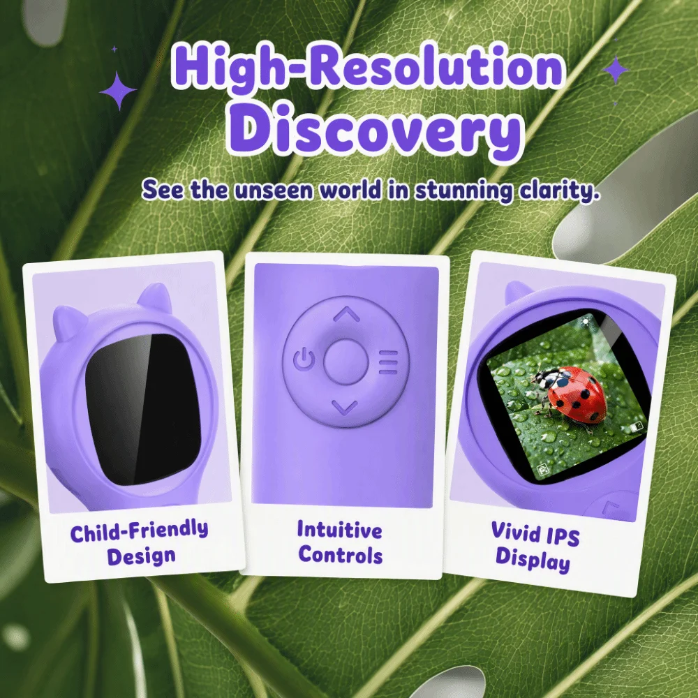 2 Inch IPS Screen Children's Digital Microscope Portable Handheld Handheld Digital Microscope HD 2 Million Pixels Microscope