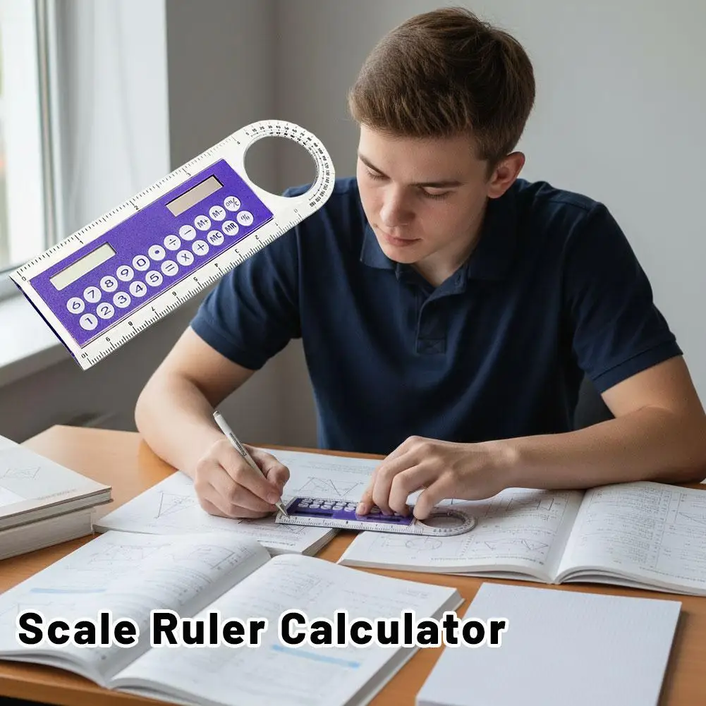 Mini 8-Digit Solar-Powered Calculator Magnifying Glass Ultra-Thin Portable Student Stationery Gift Computer Scale