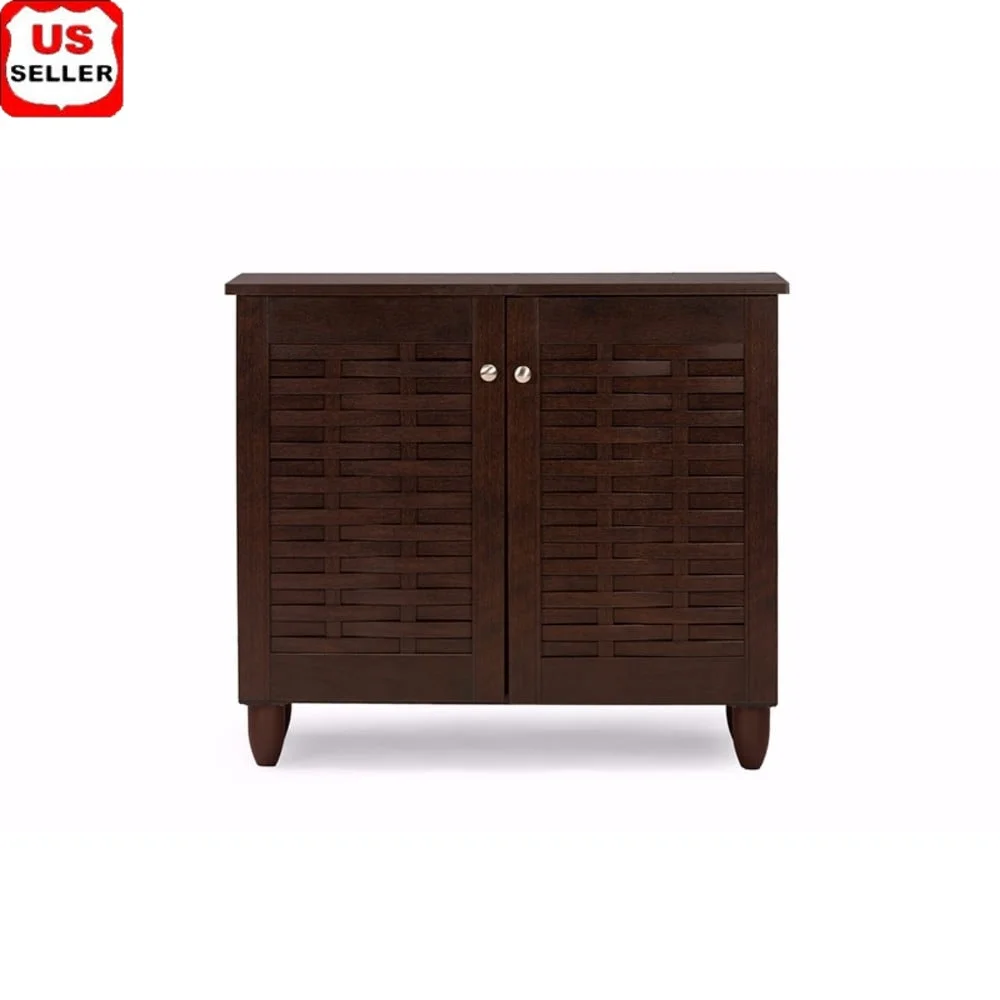 

2-Door Wooden Shoe Storage Cabinet Organizer Entryway Rack with Ample Shelves Neat Footwear Display
