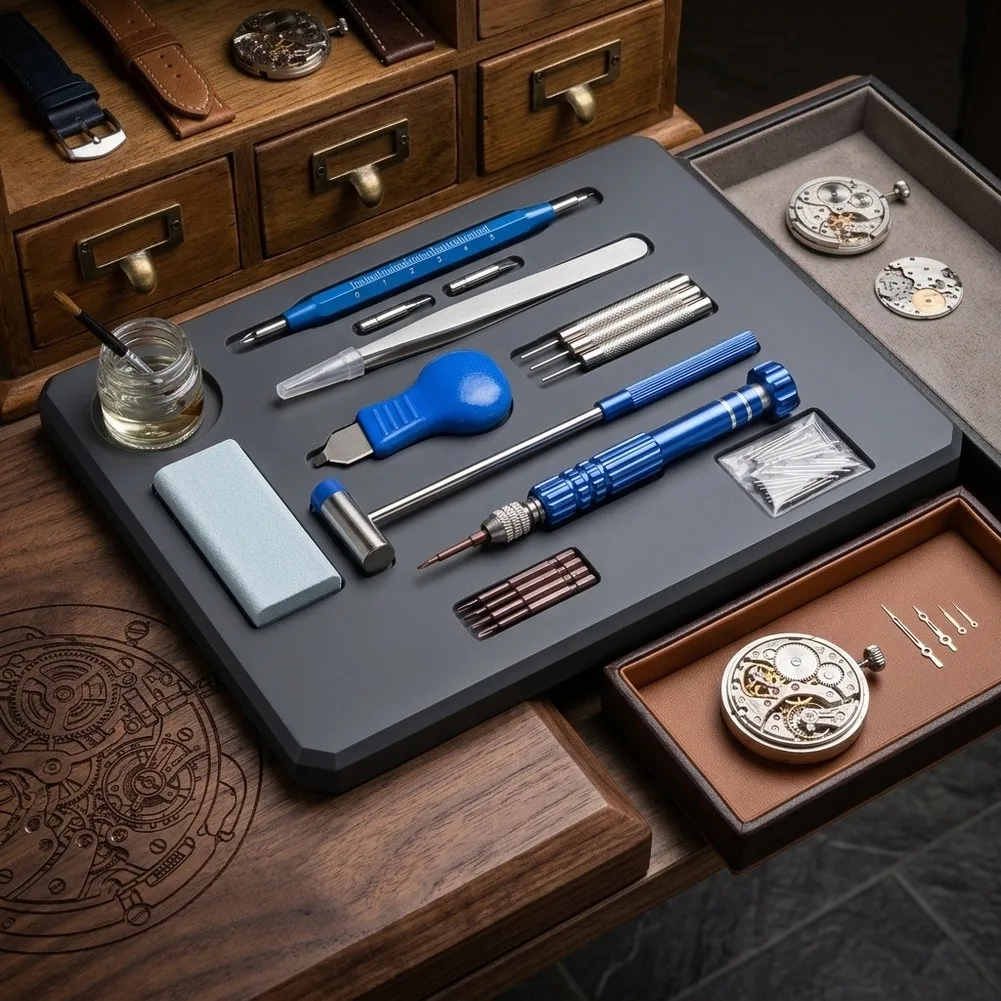 185 Piece Watch Tool Kit for Watchmakers and Hobbyists Includes Case Back Opener Strap Adjuster and Screwdrivers