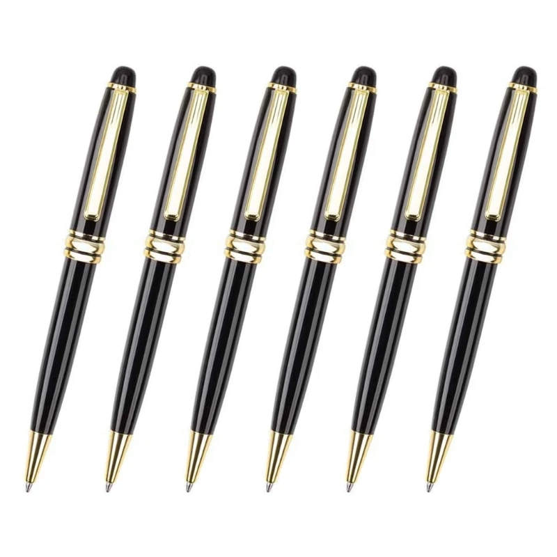 6x Ballpoint Pen Smooth Writing Pen Black Ballpoint Pen Metal Pen for Office School Classroom Supplies