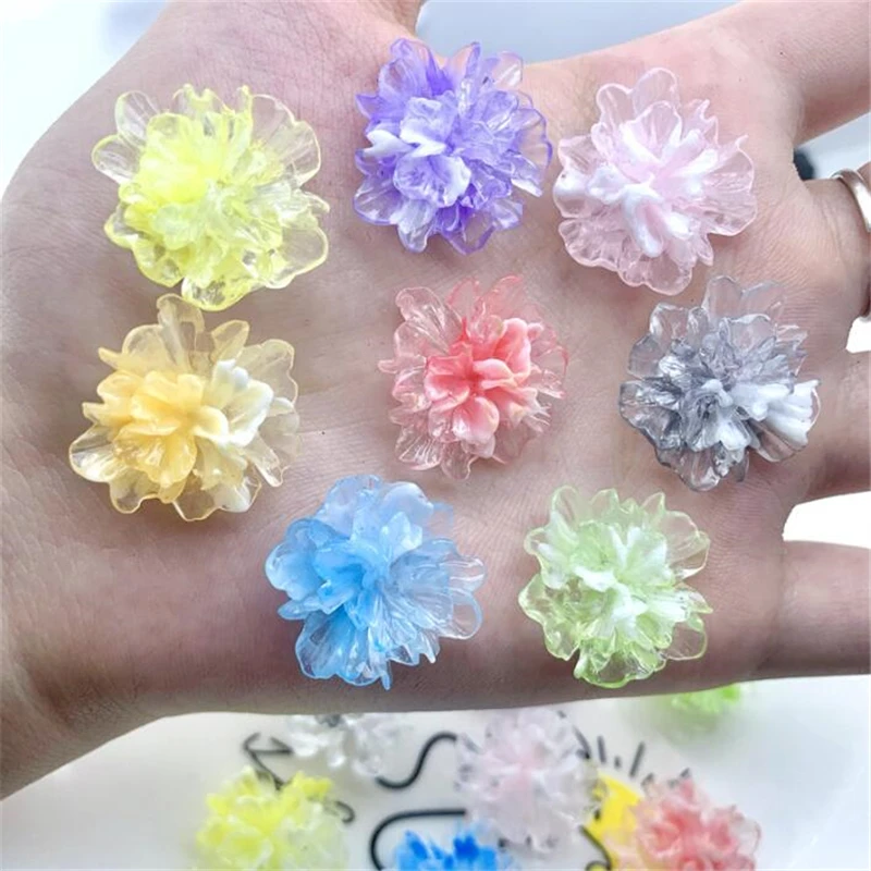 10pcs/lot new creative acrylic resin flower beads charm connectors resin beads for diy earrings hair jewelry making accessories