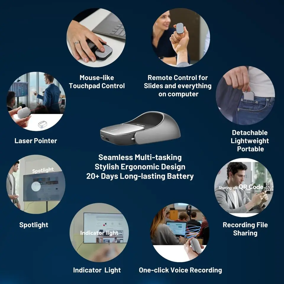 

Беспроводная мышь Cheerdots 2 с отсоединяемым тачпадом, универсальная карманная мышь с ИИ-записью и поддержкой ChatGPT, настраиваемая игровая мышь