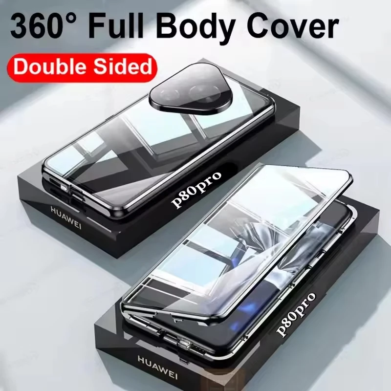 Coque de téléphone en verre Double face pour Huawei Pura 80 Pro, couverture magnétique en métal pour Huawei Pura80 Pura80Pro + P80 Ultra Anti-regard Coque de téléphone en verre Double face pour Huawei Pura 80 Pro, couverture magnétique en métal pour Huawei Pura80 Pura80Pro + P80 Ultra Anti-regard