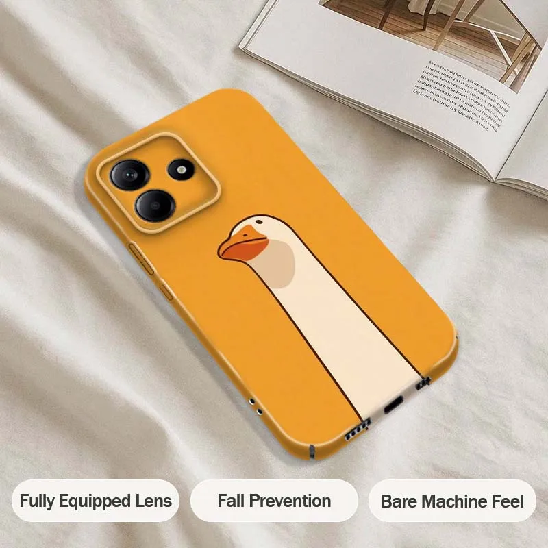 Cute Duck Head Orange Phone Case For Xiaomi Redmi Note 15 14 13 12 12S 11 11S 11T Pro Plus 5G Feilin Protective Shell