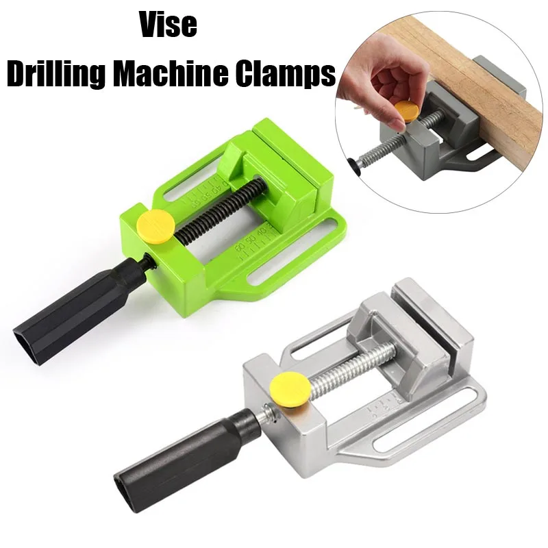 Quick Tongs Aluminum Silver color Alloy Vice For Electric Drill Stand 8010 Tongs Mini Home Use Flat Tongs Bench Vise