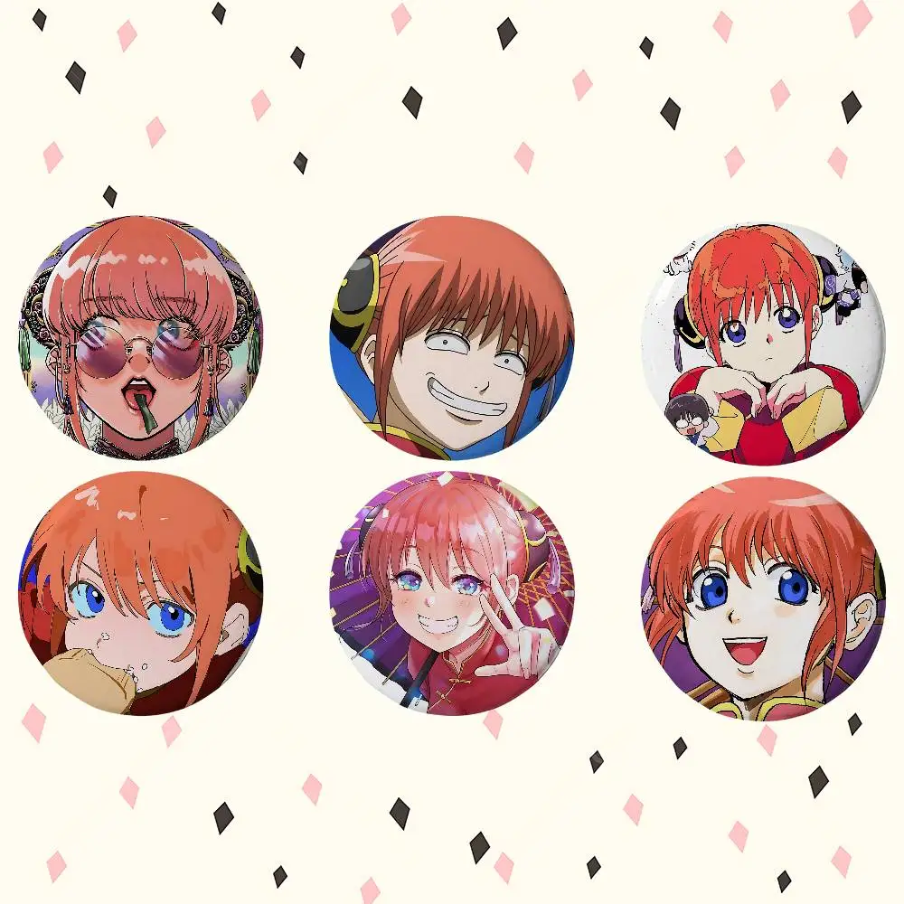 Anime K-Kagura Premium Tinplate Round Lapel Pins: Cute Badge Brooches For Shoulder Bag Accessories, Souvenir Gifts