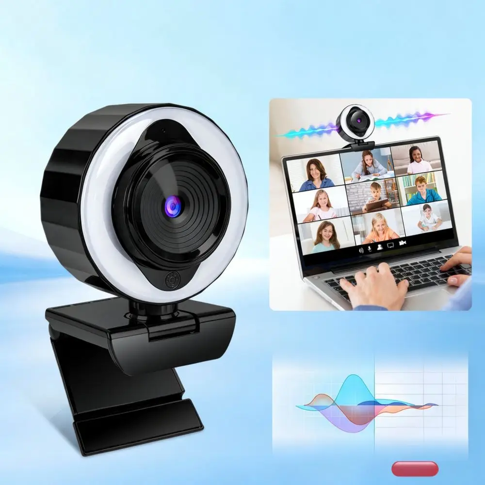 Professional 4K Web Camera USB Autofocus PC Computer Camera With Privacy Shutter And Ring Light For Online Teaching Live Stream