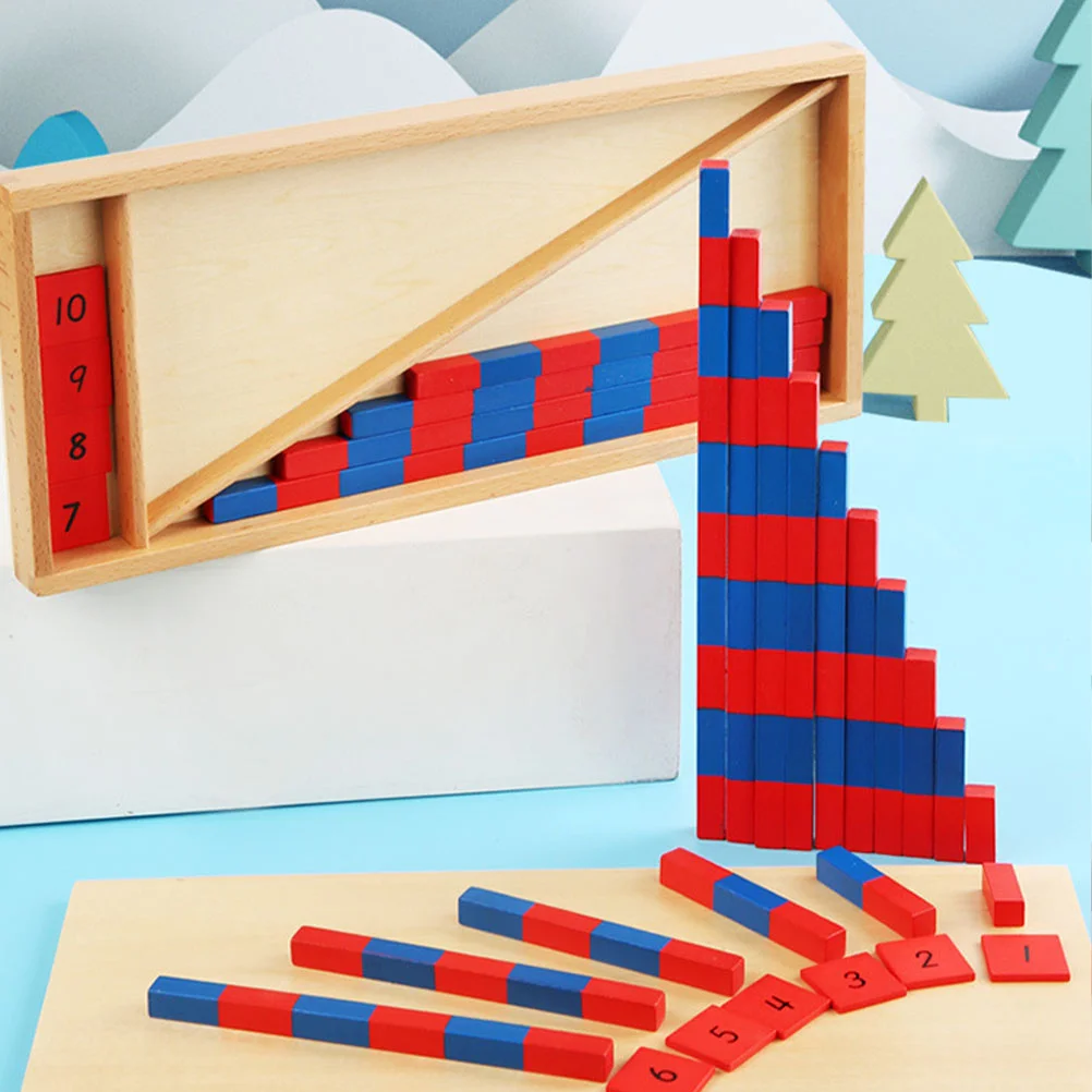 Kinder Zählstäbe Spielzeug für Kinder Rot und Blau Kinder Mathe Lehrmittel Addition Subtraktion Holz