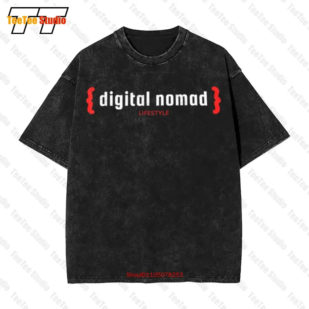 Digital Nomad Programmer Developer Brackets Working From Home Vintage Oversized T-Shirt 768R