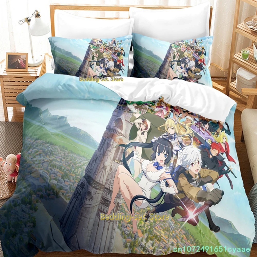 2024 Is It Wrong To Try To Pick Up Girls In A Dungeon Bedding Set Single Twin Full Queen King Size Set Bedroom Duvetcover Sets