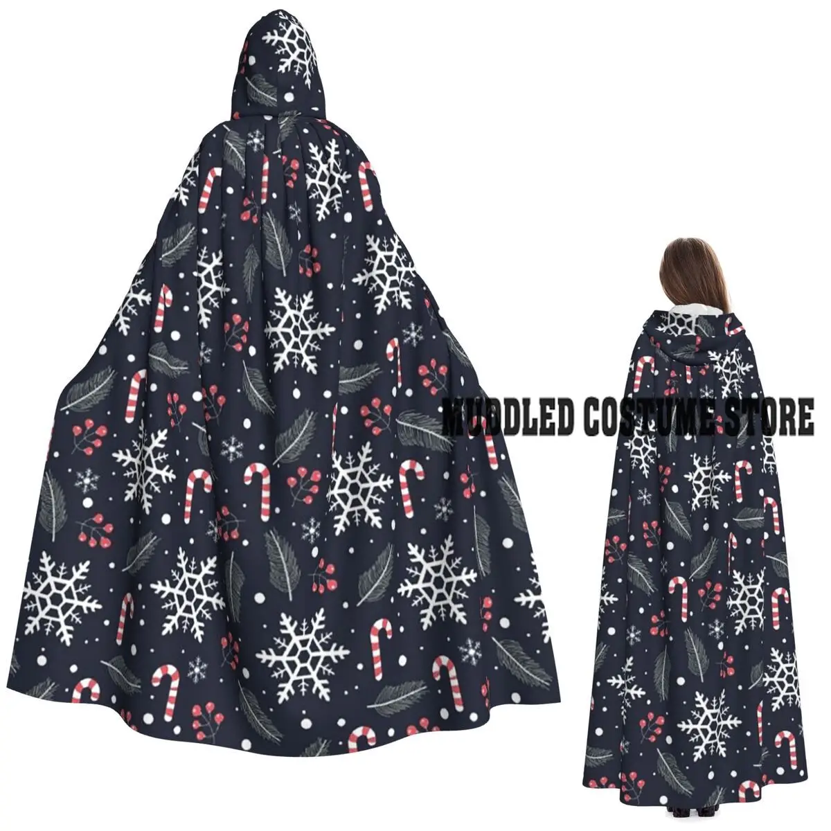 

Рождественский длинный плащ с капюшоном, средневековый костюм ведьмы, накидка для косплея, Хэллоуин, вечеринка для взрослых, унисекс