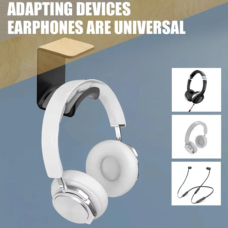 Universal Headphone Stand Adhesive Plastic Wall Mount Hanger Under Desk Headset Rack Holder Support for Gaming Earphone Bracket view 5