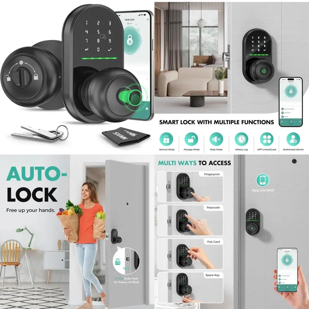 

Умный дверной замок с отпечатком пальца с входом без ключа, доступ к электронному коду, дистанционное управление через приложение для улучшенной домашней безопасности