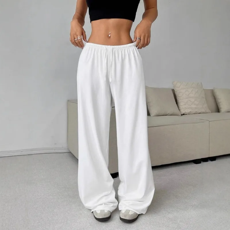 

1pcs Women Casual Loose Solid Color Wide Leg Pants Soft Comfortable Homewear Lounge Trousers