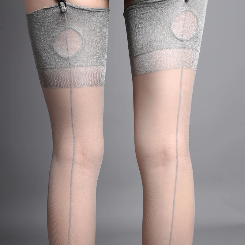 Eye Cut Women Sexy Stockings Retro Back Line Seamed Thigh High Stockings Ultra Thin Transparent Nylon Pantyhose Party Hosiery image 6