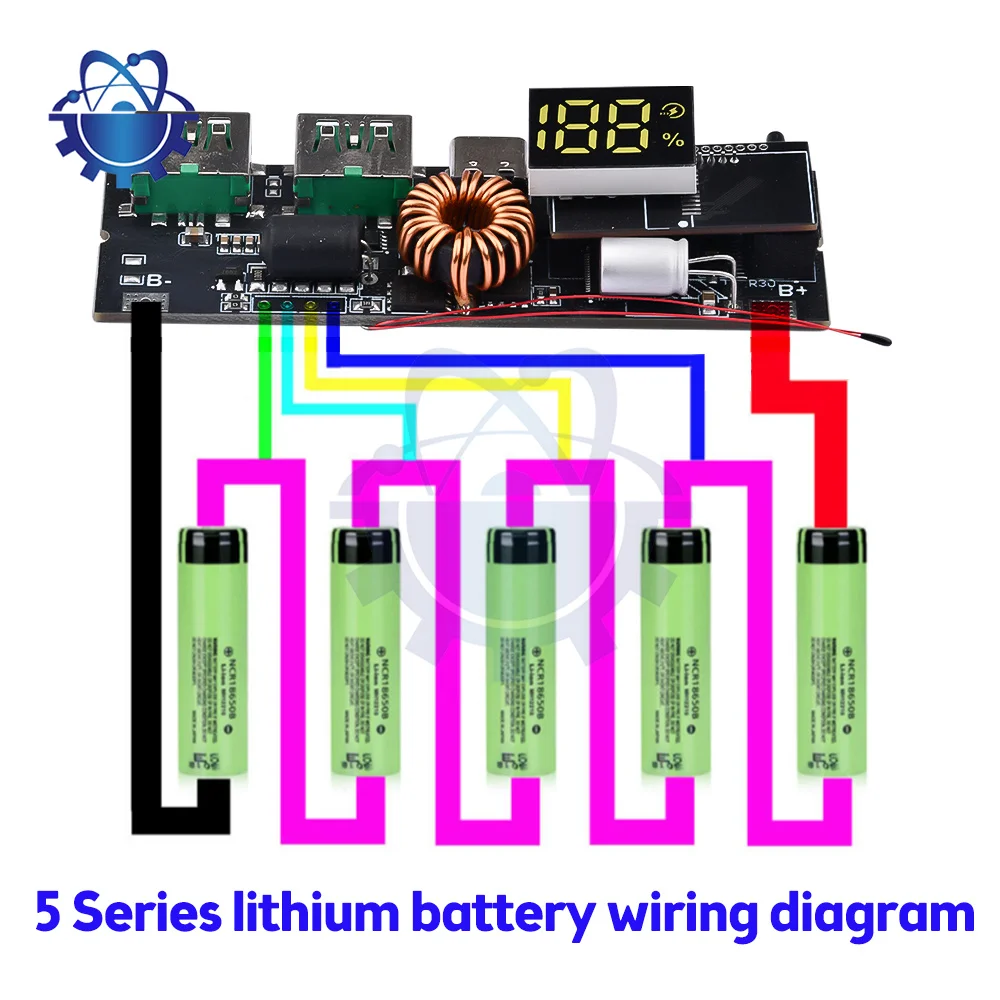 18650 Battery Charger Protection Module Power Bank PCB Module Board Dual USB Fast Charging with BMS Protection