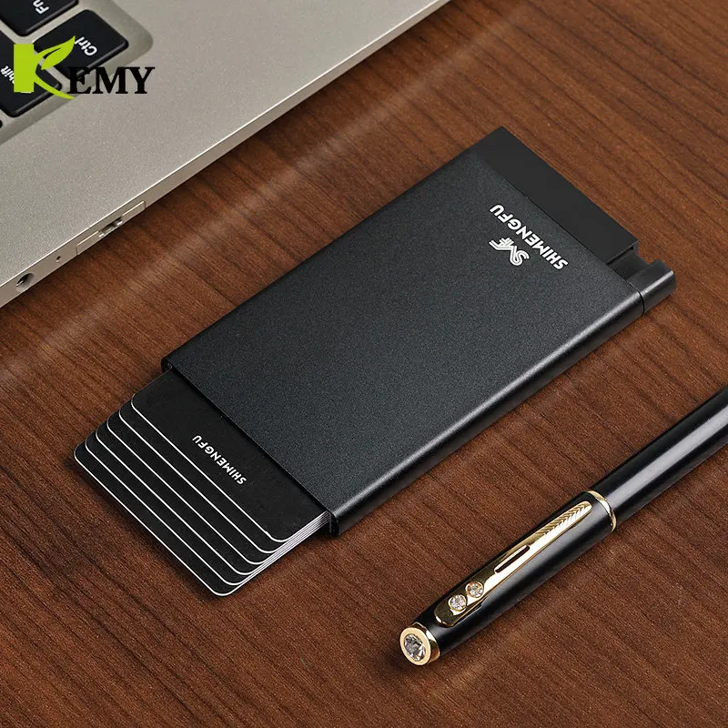 All Aluminum Multi-function Metal RFID Cardholder Wallet Men Business Badge Credit Card Holder Minimalist Wallet ID Card