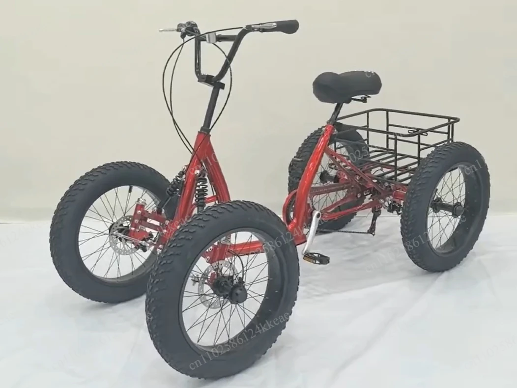 Beach Snow Mountain Off Road 4 Wheel Wide Fat Tire Pedal Drive Cruiser Quadricycle