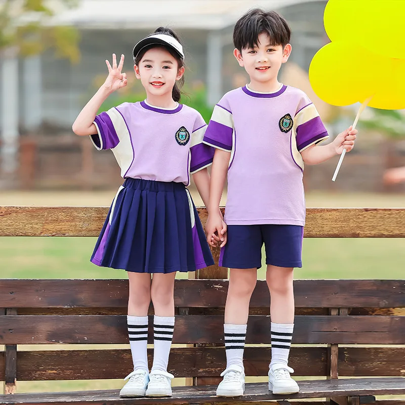 Primary School Uniform  Summer Short-sleeved T-shirts Kindergarten Uniforms Children's Sports Meet Performance Class Uniforms