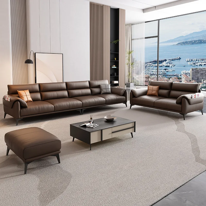 Office sofa leather modern simple business reception room meeting area leisure negotiation three-person combination coffee table