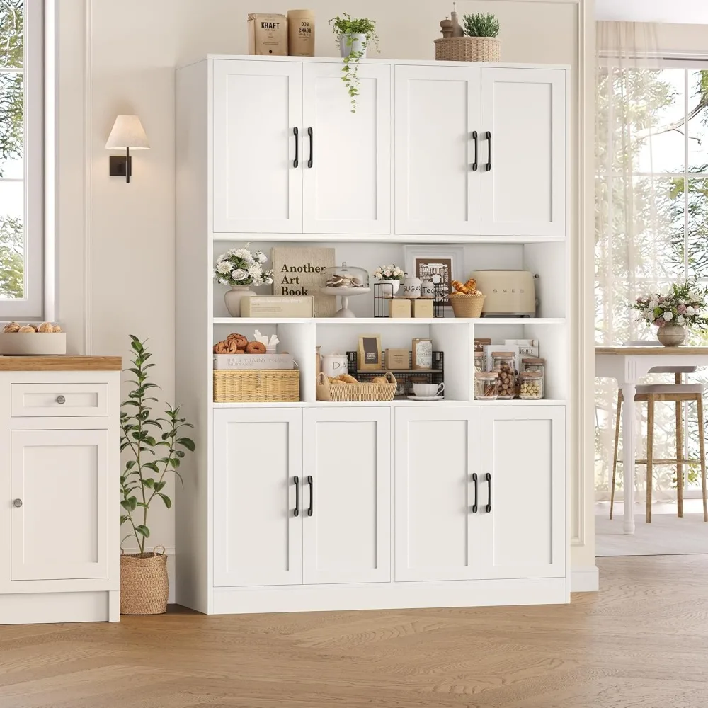 خزانة تخزين طويلة 71 بوصة، خزانة مطبخ كبيرة مع أرفف وأبواب عميقة، رف عرض قائم بذاته مقاس 47 بوصة مع #4