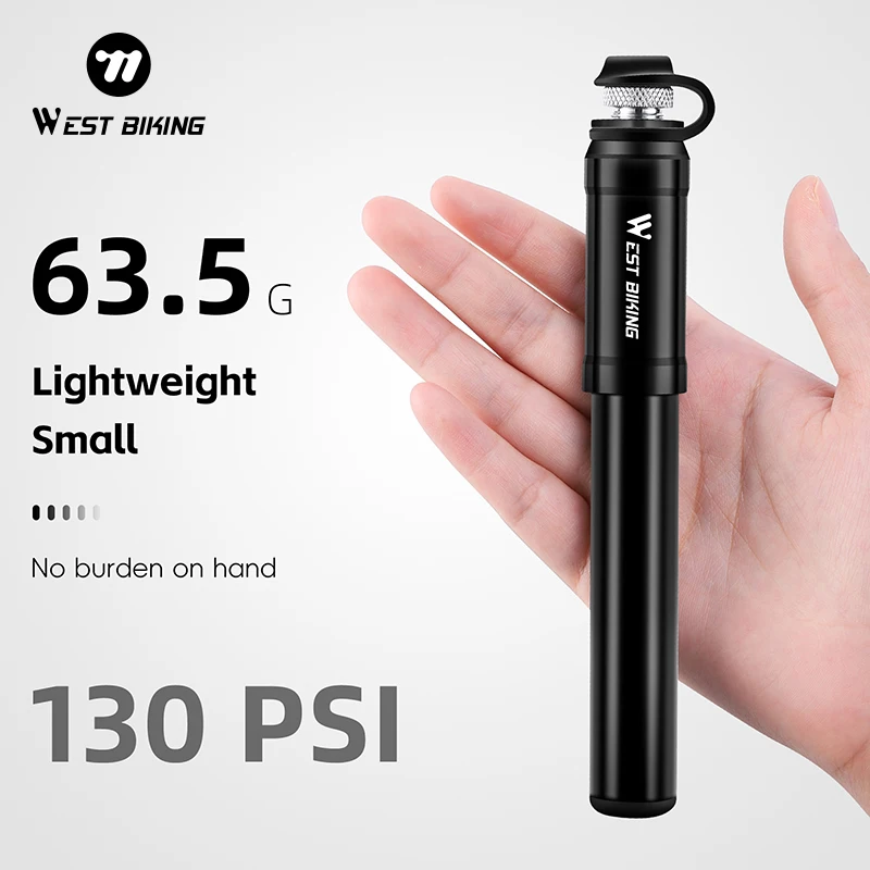 

WEST BIKING Mini Bicycle Pump 130PSI Portable Schrader/Presta Valve Inflator Aluminum Alloy MTB Road Bike Tire Hand Air Pump