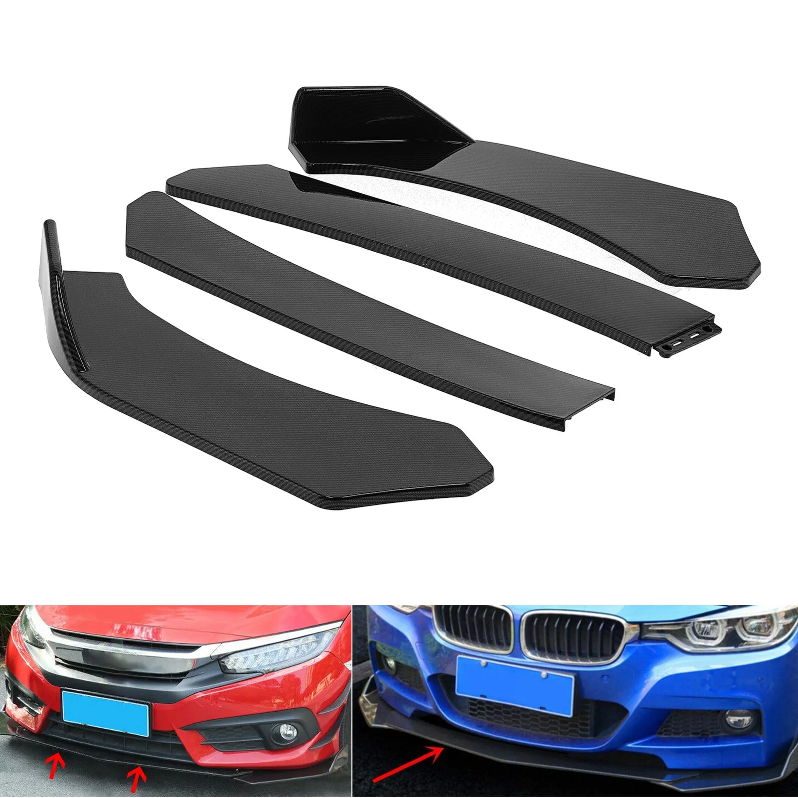 Bumper Diffuser Front Splitter Car Front Bumper Lip Spoiler Splitters Body Kit Carbon Fiber Fit for Civic/Accord