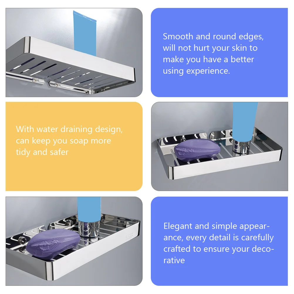 

Portable Wall Mounted Soap Dish Work Holder Stainless Steel Hanging Tray for Bathroom Sink