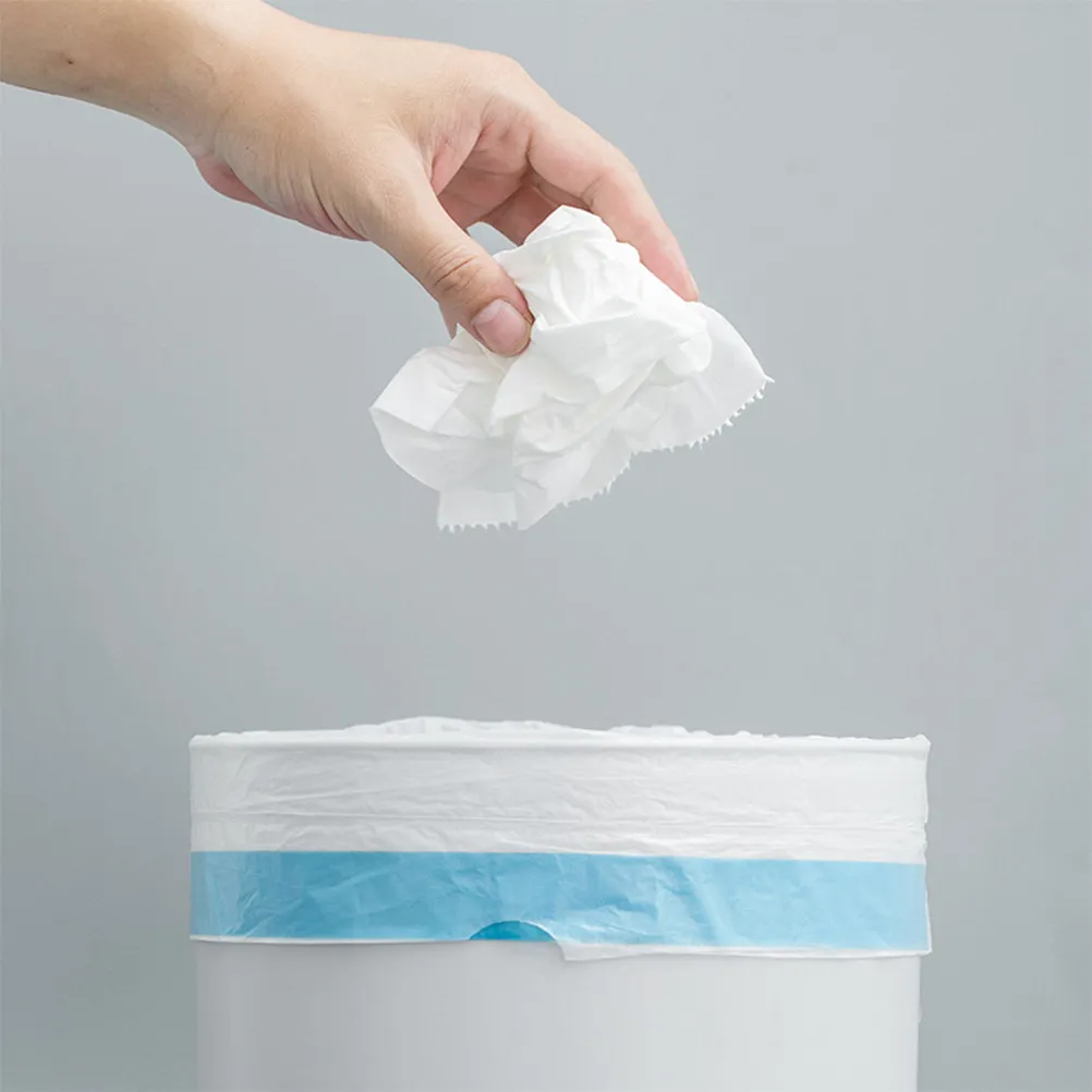 5 Roll Blue Thickened Drawstring Garbage 15 Bags Per Roll Large Capacity Pp Plastic Trash For Home Bathroom Kitchen Office