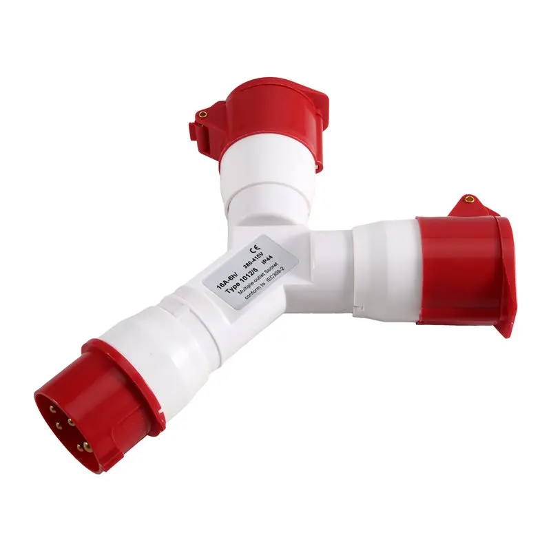 Y-Type Industrial Field Plug 16A 5 Pin 220V IP44 Waterproof Multi-Function 2 Way Electrical Connector