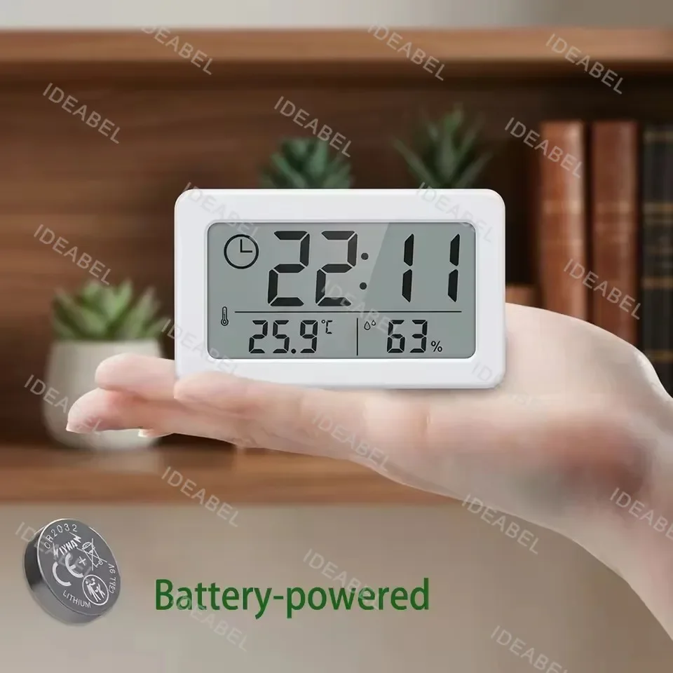 Digital Clock Temperature Humidity Meter Battery Powered Desktop Wall Mount for Kitchen Bathroom Office Living Room Bedroom gallery 3