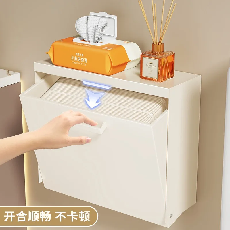 Punch‑Free Wall‑Mounted Toilet Paper Holder Box, Bathroom Tissue Storage Rack, No‑Drill Roll Paper Organizer for WC Restroom view 2