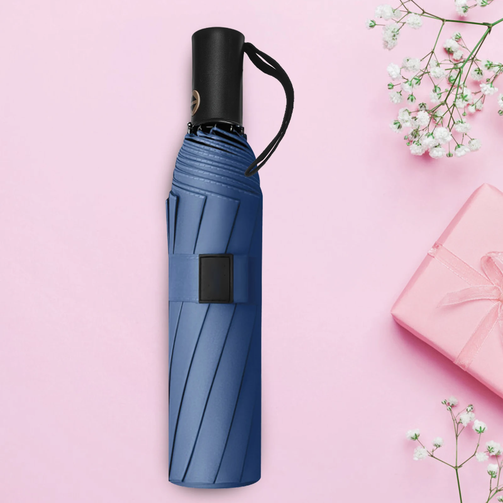 

Automatic Folding Umbrella Handle Replacement Black Button Easy Open Close Lightweight Universal Fit for Auto Umbrella