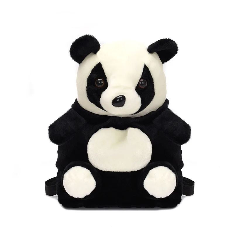 Fille dessin animé Panda Double épaule sac à dos enfants en peluche poupée sac d'école femmes sac maternelle sac d'école