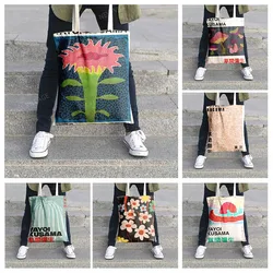 Canvas shoulder bag organization storage Handbags cosmetics travel Women's bag Shopping Fabric pouch nordic boho grocerie