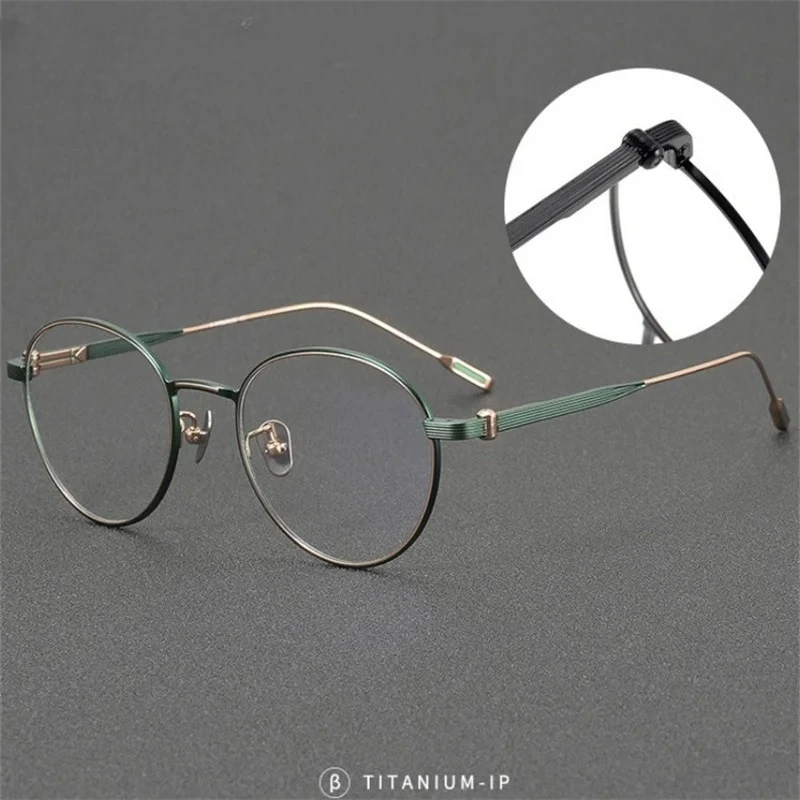 

KUXA Top End Glasses Frame Retro Round Optical Women Pure Titanium Frame Myopia Glasses for Men Fashion Multifocal Lenses Super