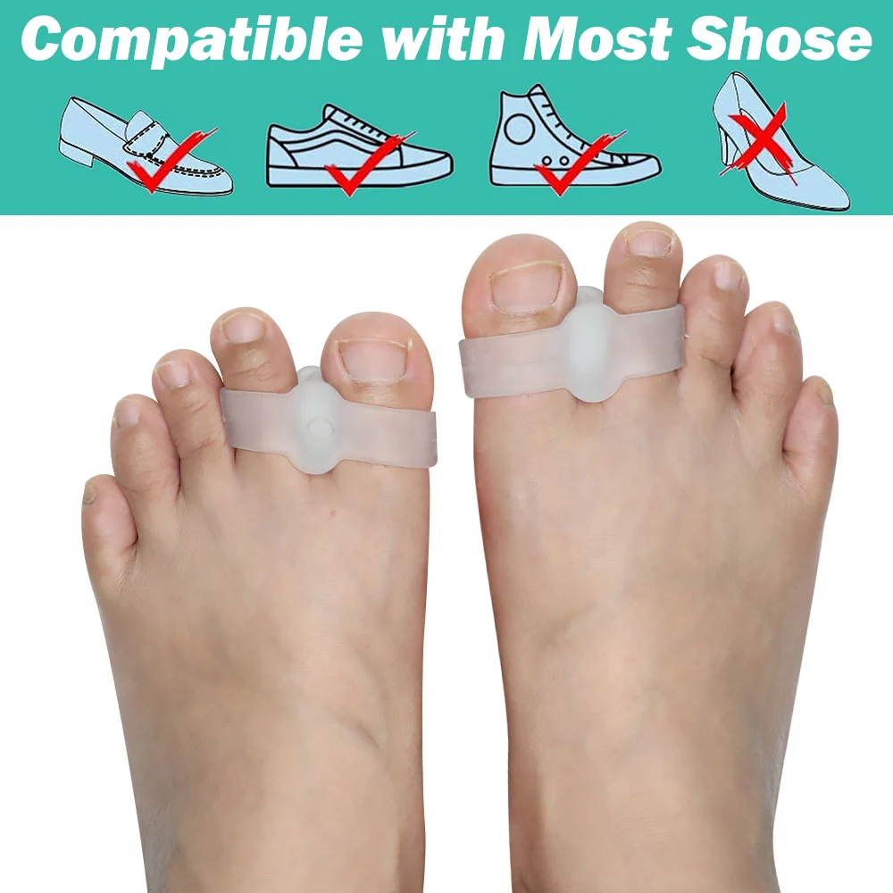 Pexmen 2/4Pcs Gel Bunion Corrector Soft Toe Separators with 2 Loops Big Toe Spacer Suitable for Bunion and Overlapping Toe