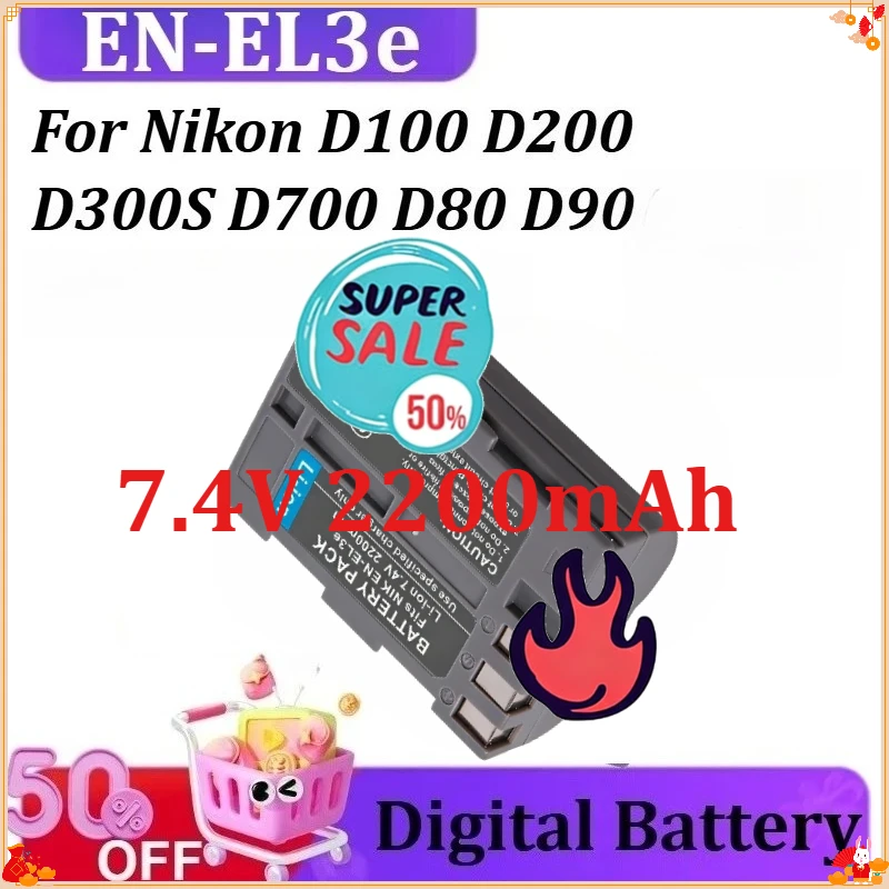

Аккумуляторы EN-EL3e EN EL3e ENEL3e для Nikon D100 D700 D80 D200 D300S D90, цифровые аккумуляторы, высокопроизводительная замена, 7.4В 2200мАч